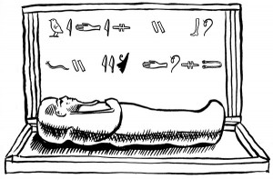 illustration of sarcophagus for museum