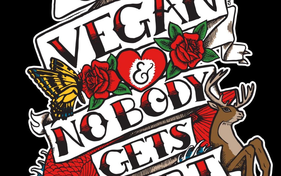 Vegan tattoo-style tshirt design