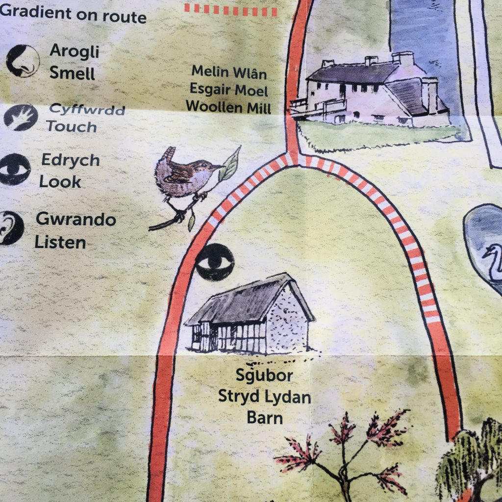 close up of illustrated map for St Fagans visitor attraction showing symbols and wildlife illustration